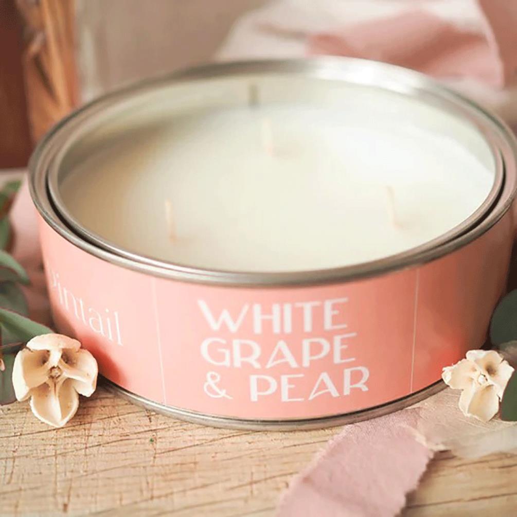 Pintail Candles White Grape & Pear Triple Wick Tin Candle Extra Image 1
